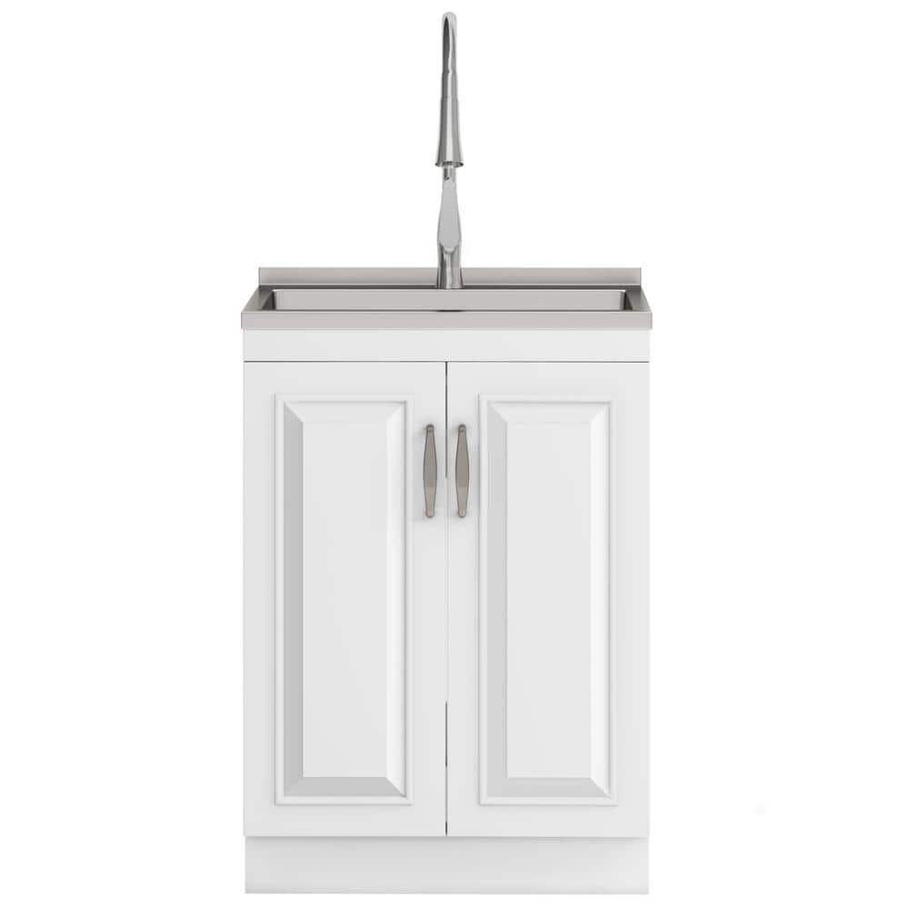 Simpli Home Darwin All-In-One 24 in. Laundry Utility Sink and Cabinet