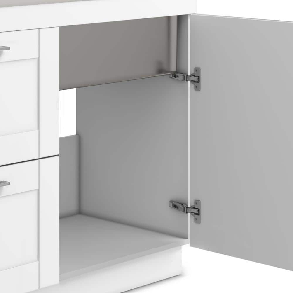 Simpli Home Modern Wide Shaker All-in-One 46-Inch Utility Laundry Sink with Cabinet, Pure White
