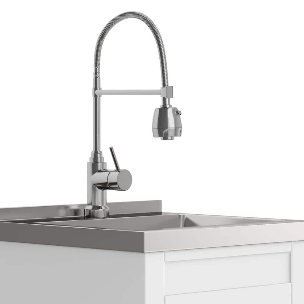 Simpli Home Hennessy 20" All-in-One Utility Laundry Sink with Cabinet in Pure White