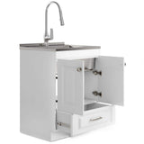Simpli Home Lawrence All-in-One 28-inch Utility Laundry Sink Cabinet, Pure White