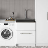 Simpli Home Metro 28-Inch Utility Laundry Sink with Cabinet in Pure White