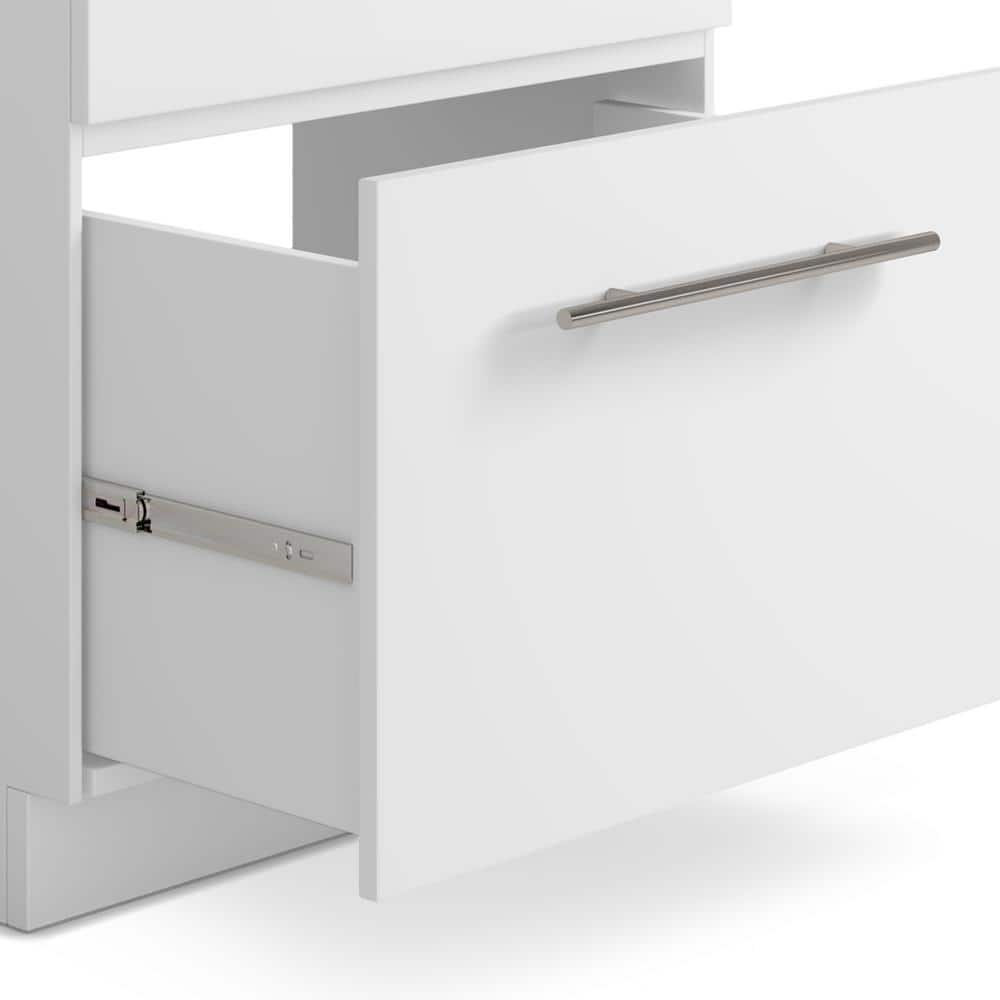 Simpli Home Metro 28-Inch Utility Laundry Sink with Cabinet in Pure White
