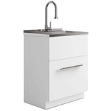 Simpli Home Metro 28-Inch Utility Laundry Sink with Cabinet in Pure White