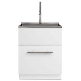 Simpli Home Metro 28-Inch Utility Laundry Sink with Cabinet in Pure White