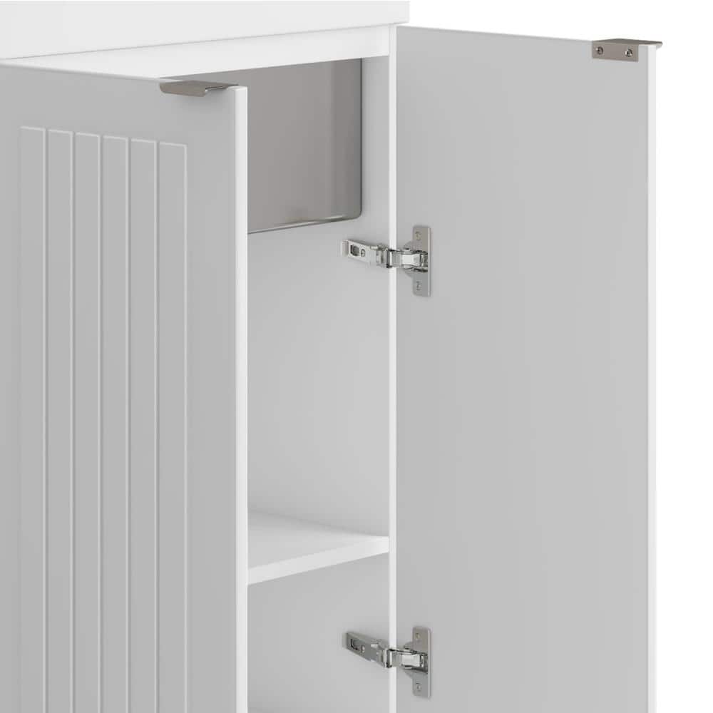 Simpli Home Murphy All-In-One 24 in. Utility Laundry Sink with Cabinet in Pure White