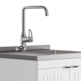 Simpli Home Murphy All-In-One 24 in. Utility Laundry Sink with Cabinet in Pure White