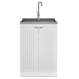 Simpli Home Murphy All-In-One 24 in. Utility Laundry Sink with Cabinet in Pure White