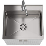 Simpli Home Murphy All-In-One 24 in. Utility Laundry Sink with Cabinet in Pure White