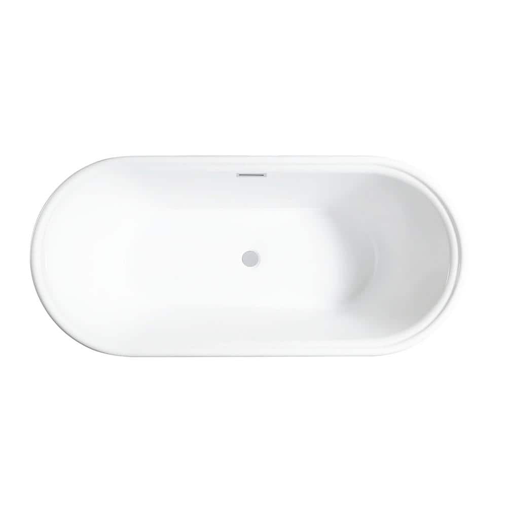 Vanity Art Versailles 67 in. x 31 in. Acrylic Freestanding Soaking Bathtub with Center Drain in Pure White
