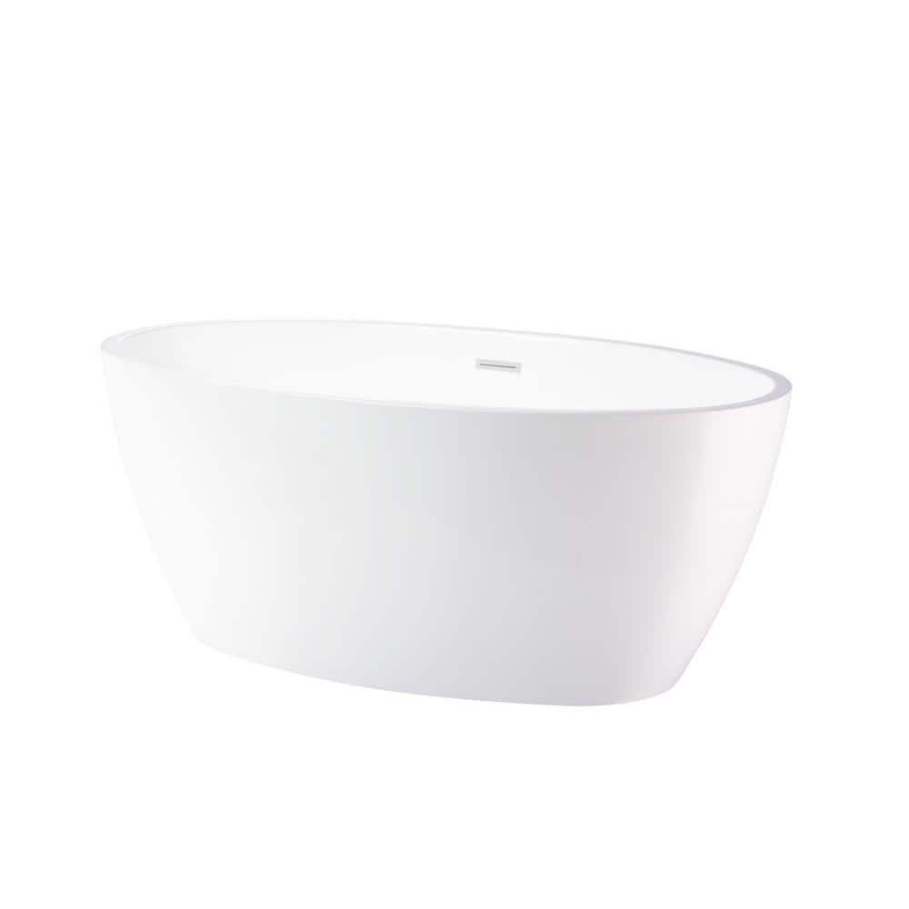 Vanity Art Amiens 69 in. x 40 in. Acrylic Flatbottom Freestanding Soaking Bathtub with Center Drain in Pure White