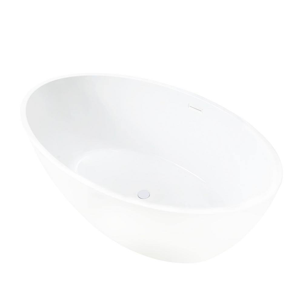 Vanity Art Amiens 69 in. x 40 in. Acrylic Flatbottom Freestanding Soaking Bathtub with Center Drain in Pure White