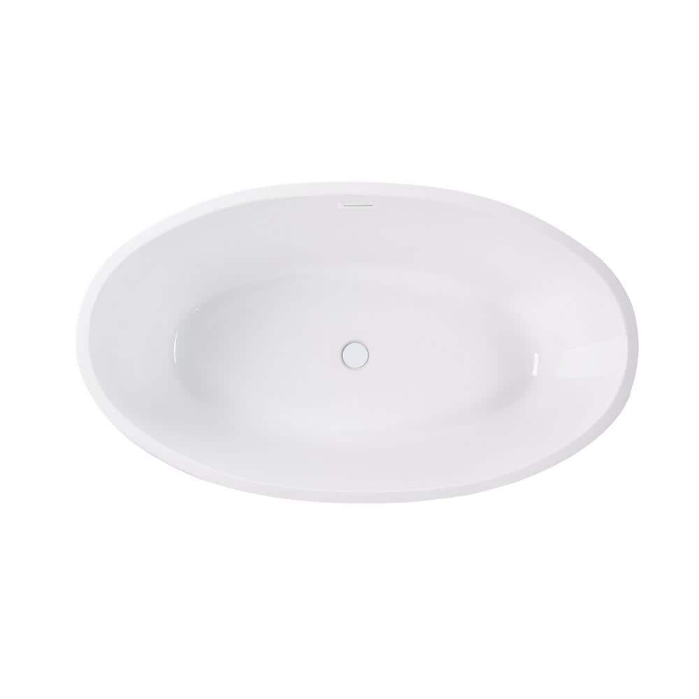 Vanity Art Amiens 69 in. x 40 in. Acrylic Flatbottom Freestanding Soaking Bathtub with Center Drain in Pure White