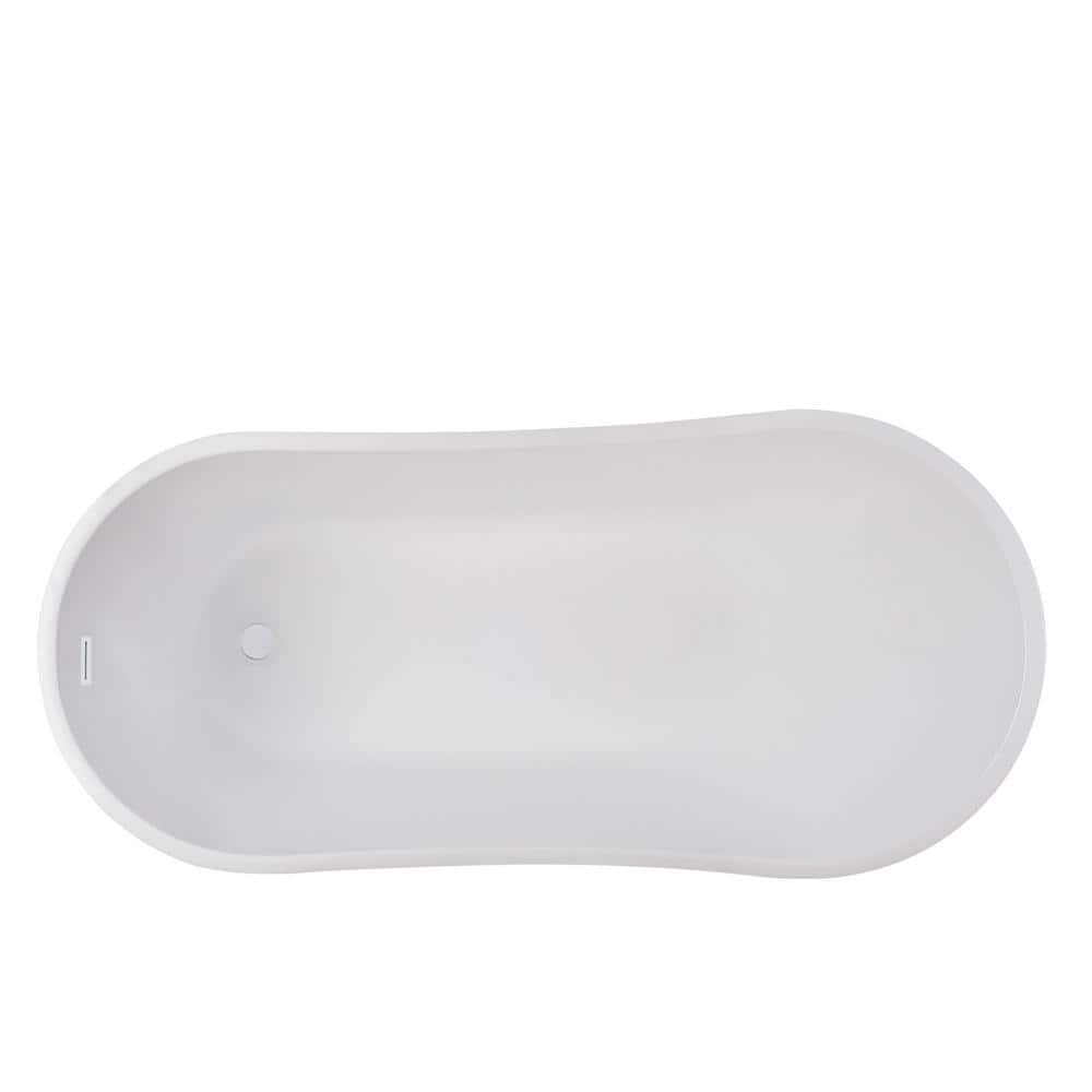 Vanity Art Clermont 59 in. Acrylic Freestanding Flatbottom Bathtub in Pure White