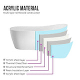 Vanity Art Clermont 59 in. Acrylic Freestanding Flatbottom Bathtub in Pure White