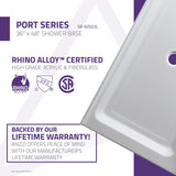 ANZZI Port 36 in. x 48 in. Double Threshold Shower Base in Glossy White