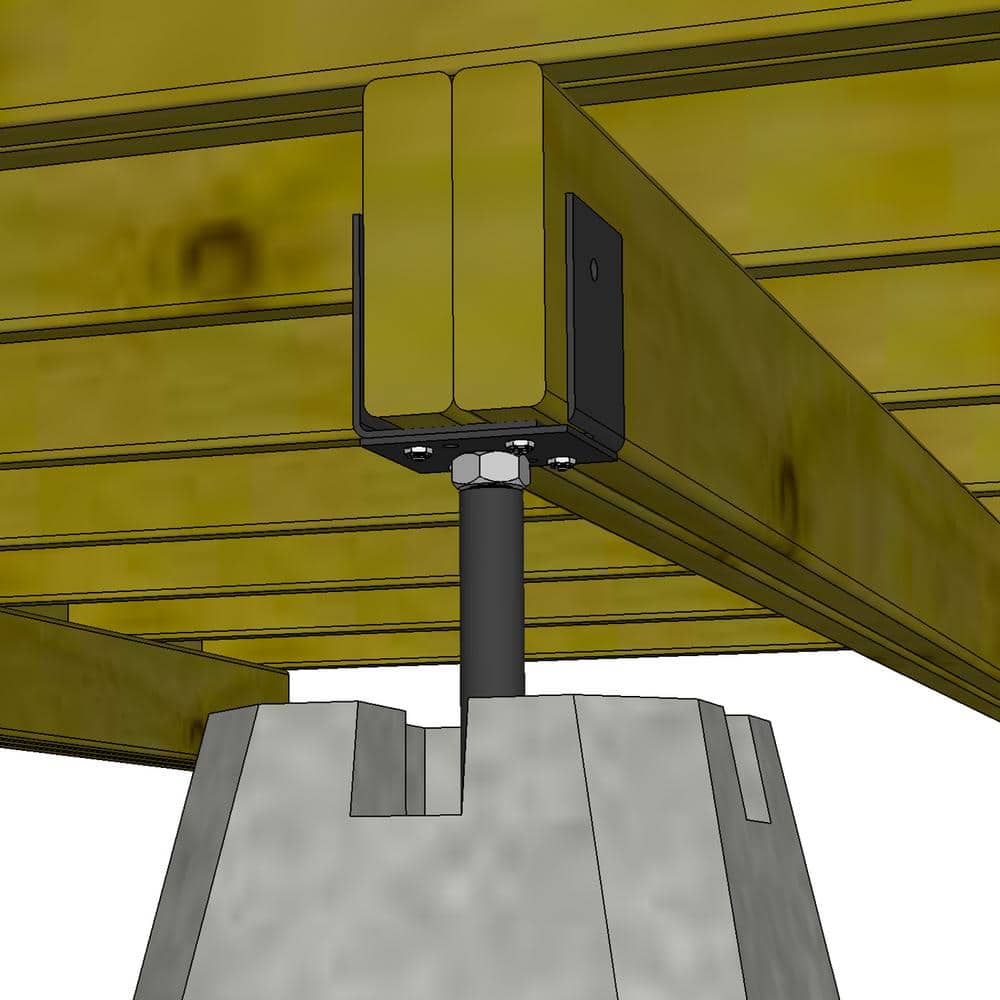 Pylex Adjustable Deck Support Multi-Format 33-66 Black (Pack of 2 Units)