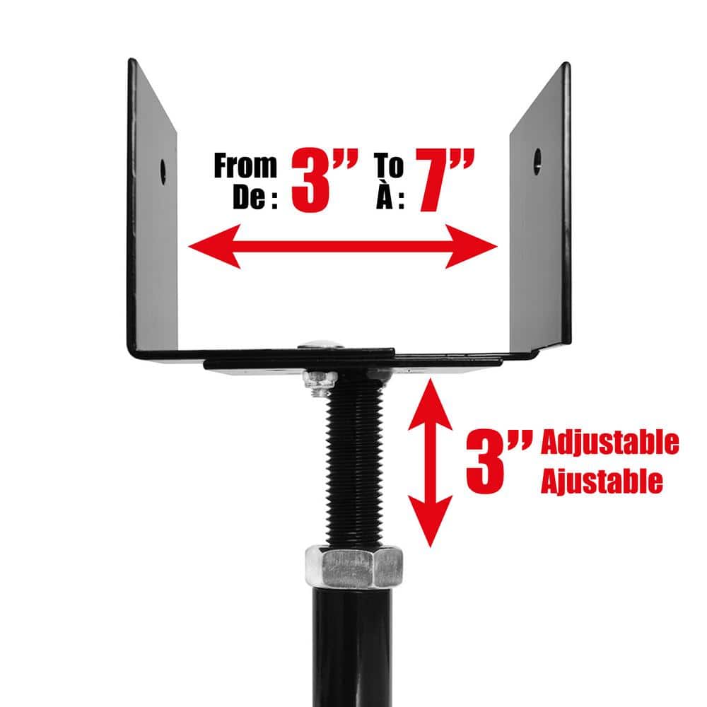 Pylex Adjustable deck support multi format 33-66 Black (Pack of 6 Units)