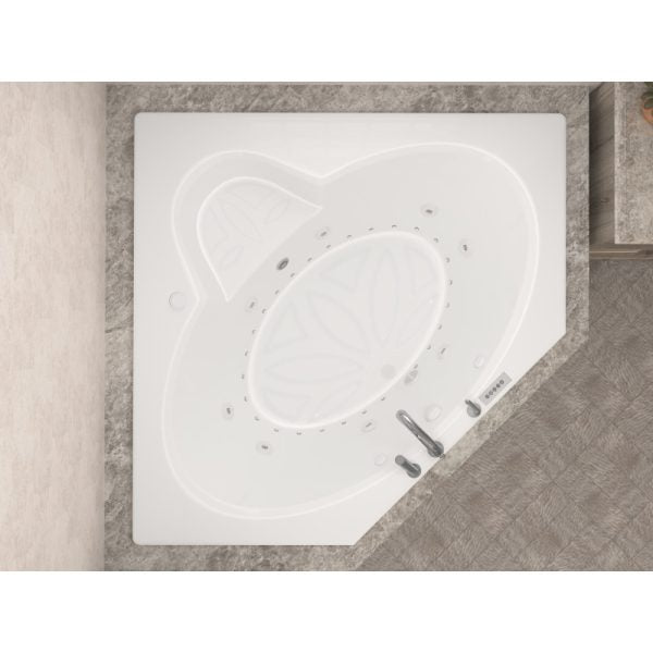 Universal Tubs Malachite 5 ft. Acrylic Corner Drop-in Air Bathtub in White, 60 x 60 in.