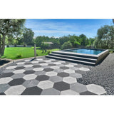 MJSI 23 in. x 20 in. x 0.75 in. Quartzite White Hexagon Porcelain Paver (12-Piece/ 28 sq. ft.)