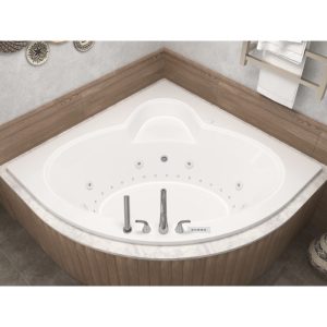 Universal Tubs Jasper Diamond 5 ft. Acrylic Corner Drop-in Air and Whirlpool Bathtub in White