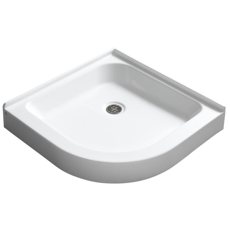 ANZZI Randi 36 in. x 36 in. Neo-Round Double Threshold Shower Base, Gloss White, Center Drain
