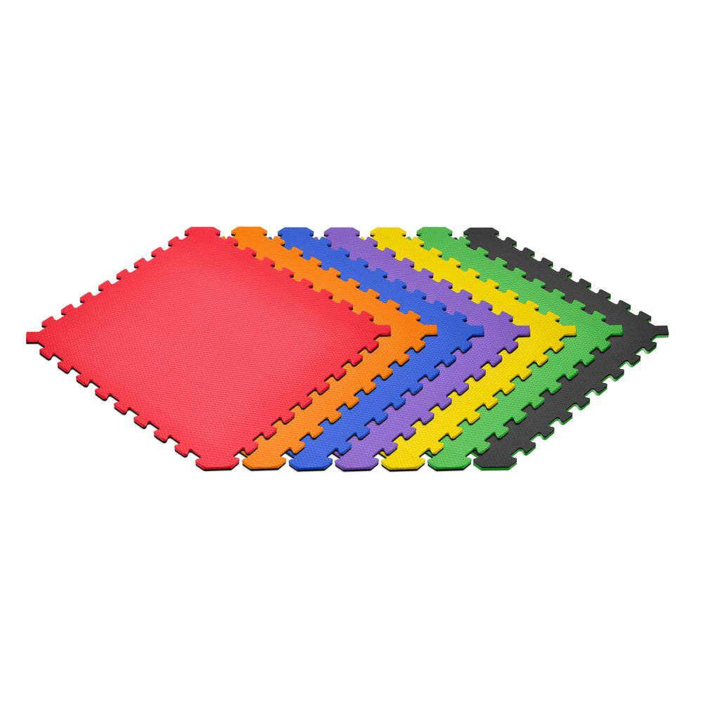 Norsk Rainbow Pack/Black 24 in. x 24 in. EVA Foam Truly Reversible Interlocking Tile (18-Tile)