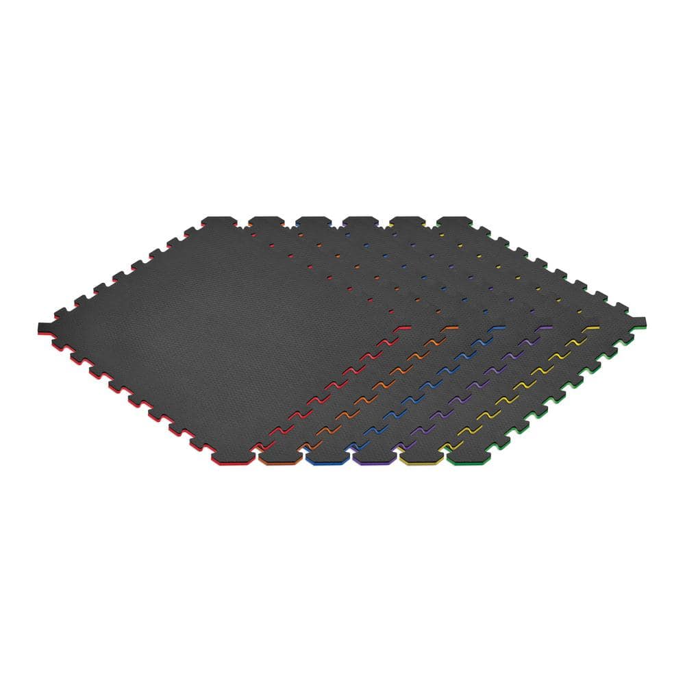 Norsk Rainbow Pack/Black 24 in. x 24 in. EVA Foam Truly Reversible Interlocking Tile (30-Tile)