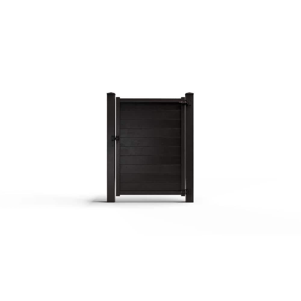 Natures Composites Composite Modern Horizontal Semi-Privacy ( 6 ft. H x 4 ft. W) Raven (Black) Full Size Fence Gate