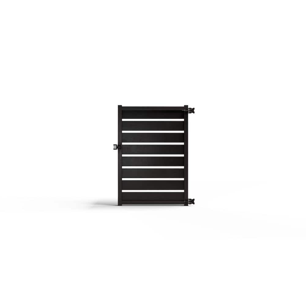 Natures Composites Composite Modern Horizontal Semi-Privacy ( 6 ft. H x 4 ft. W) Raven (Black) Full Size Fence Gate