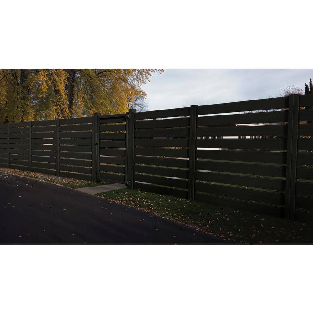 Natures Composites Composite Modern Horizontal Semi-Privacy ( 6 ft. H x 4 ft. W) Raven (Black) Full Size Fence Gate