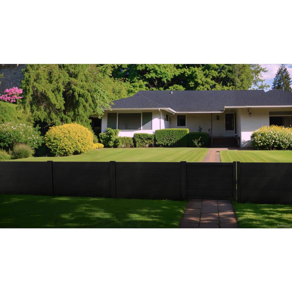 Natures Composites Composite Modern Horizontal Privacy Perimeter Fence (3.5 ft. H x 6 ft. W) Raven
