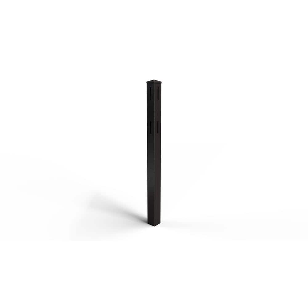 Natures Composites Composite 2-Rail Corner Post with Post Cap for Traditional Ranch Rail System (5 in. x 5 in. x 50 in. L) Raven (Black)