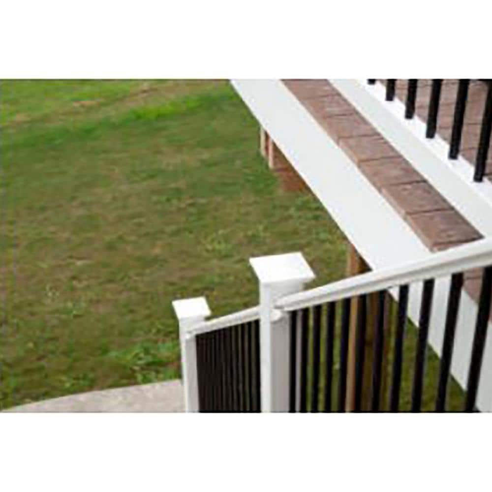 RDI Original Rail PVC 8 ft. x 36 in. 32-38° Stair Rail Kit White with Black Round Balusters