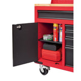 Milwaukee 61 in. Mobile Workbench, 11-Drawer/1-Door, 22 in. D with Sliding Pegboard Back Wall, Red/Black