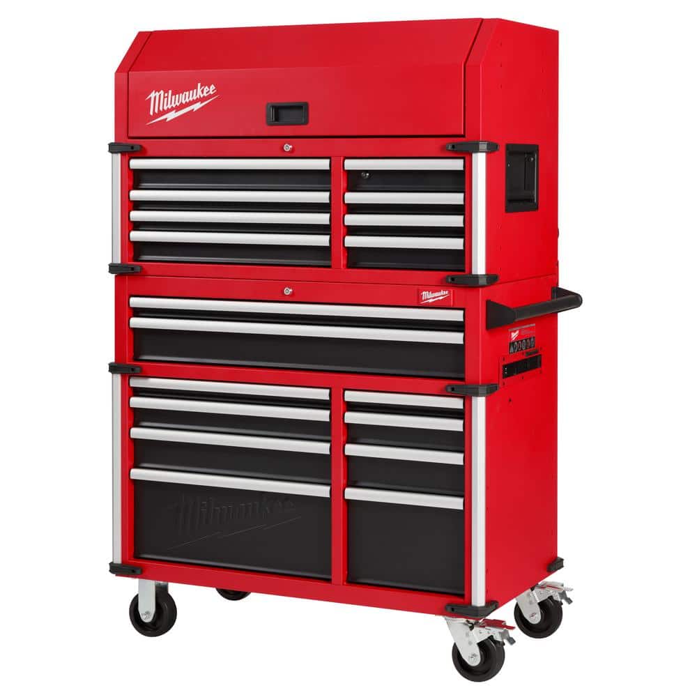 Milwaukee 41 in. Heavy-Duty Red Tool Chest Combo, 18-Drawer, 22.1 in. D
