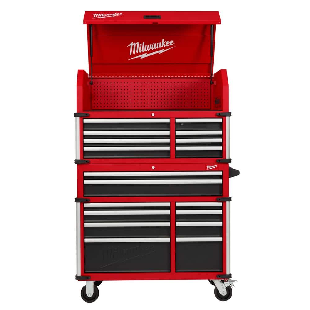 Milwaukee 41 in. Heavy-Duty Red Tool Chest Combo, 18-Drawer, 22.1 in. D