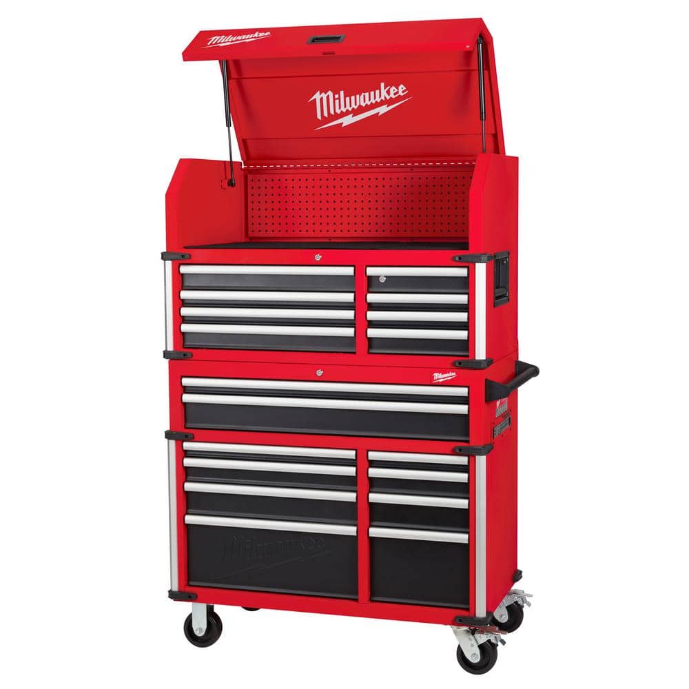 Milwaukee 41 in. Heavy-Duty Red Tool Chest Combo, 18-Drawer, 22.1 in. D