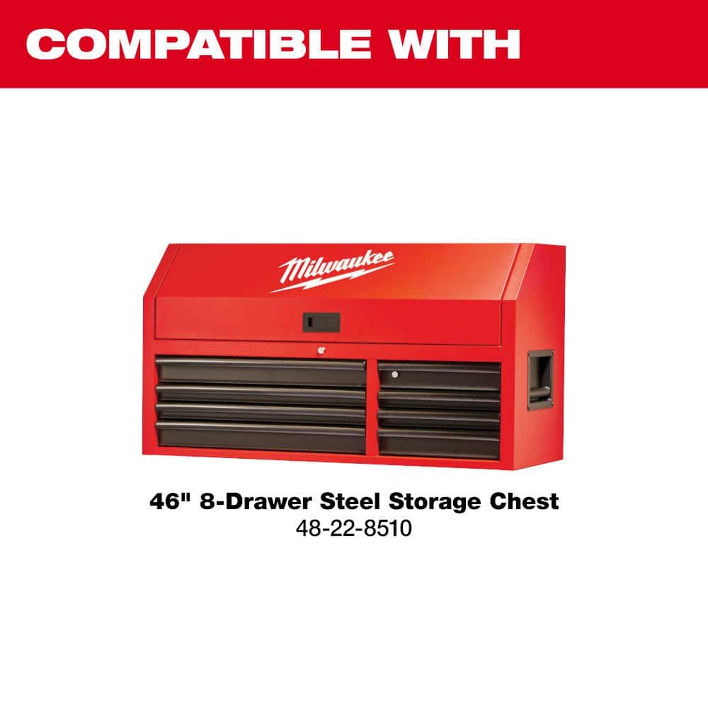 Milwaukee 46 in. 8-Drawer Rolling Tool Cabinet Chest, Red/Black Textured, 20-Gauge Steel