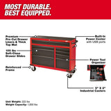 Milwaukee 46 in. 8-Drawer Rolling Tool Cabinet Chest, Red/Black Textured, 20-Gauge Steel