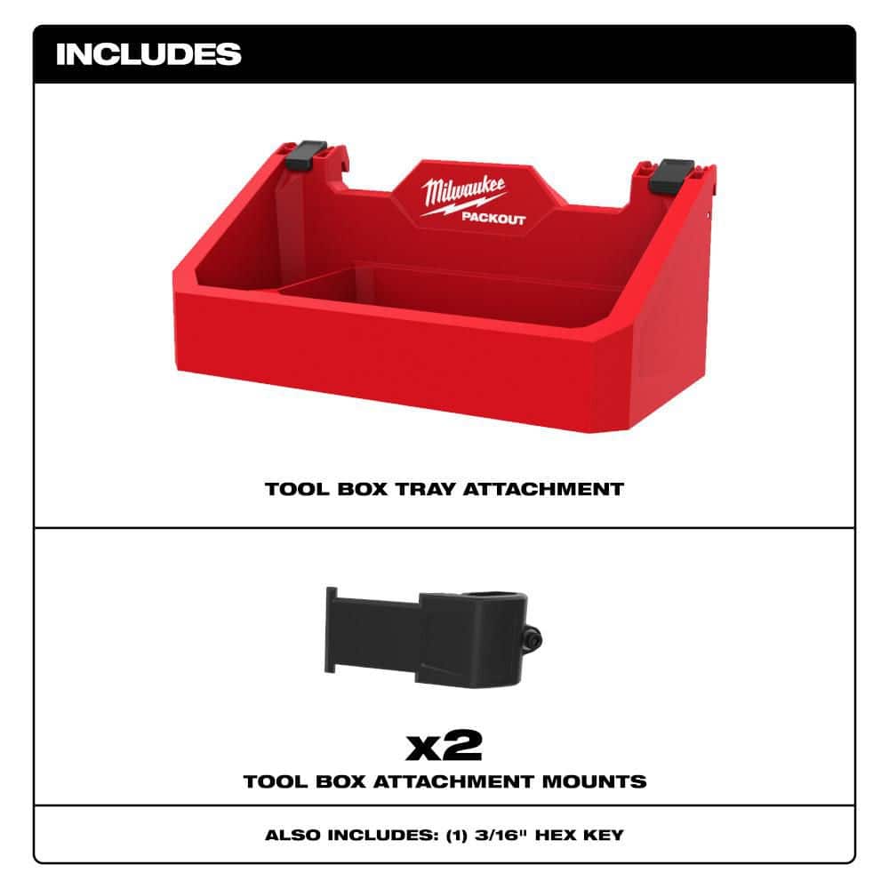 Milwaukee PACKOUT Tray Tool Box Rack Attachment, 16.8 in. x 6.9 in. x 4.8 in., Polypropylene