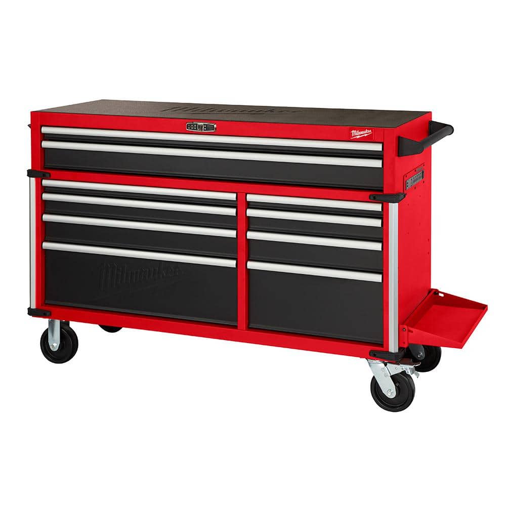 Milwaukee High-Capacity 56 in. 10-Drawer Roller Cabinet Tool Chest, Red/Black, 22 in. Deep