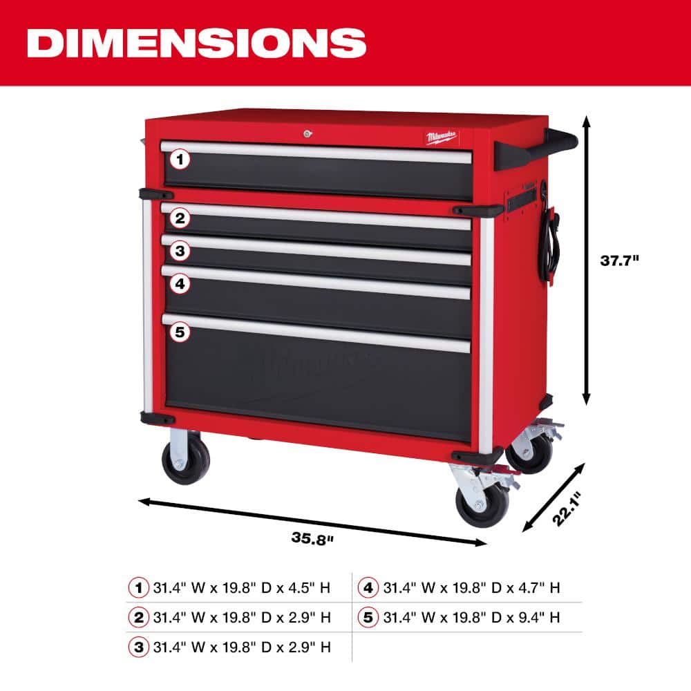 Milwaukee High Capacity 36 in. W x 22.1 in. D 12-Drawer Rolling Tool Chest and Cabinet Combo