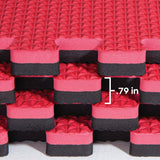 Norsk Black/Red 24 in. x 24 in. x 0.79 in. Foam Reversible Interlocking Floor Mat (4-Pack)