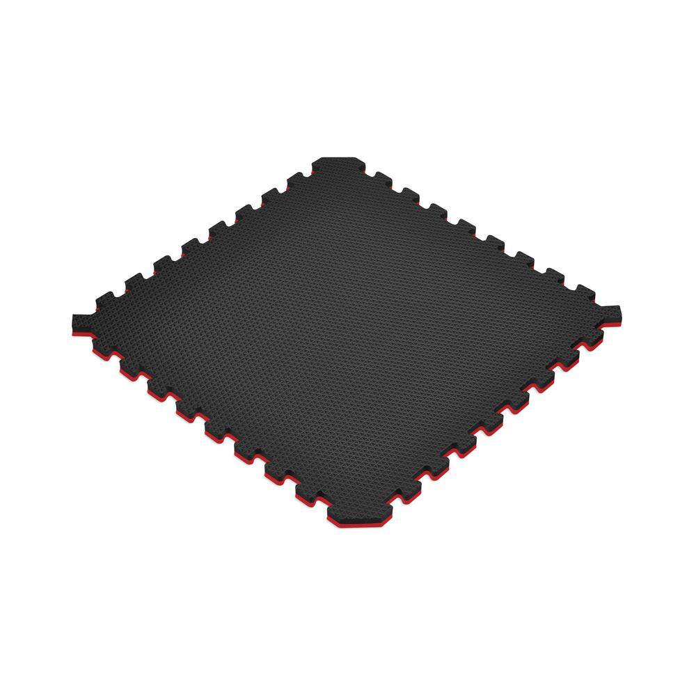 Norsk Black/Red 24 in. x 24 in. x 0.79 in. Foam Reversible Interlocking Floor Mat (4-Pack)
