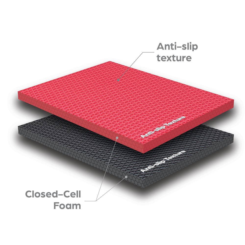 Norsk Black/Red 24 in. x 24 in. x 0.79 in. Foam Reversible Interlocking Floor Mat (4-Pack)