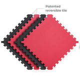 Norsk Black/Red 24 in. x 24 in. x 0.79 in. Foam Reversible Interlocking Floor Mat (4-Pack)