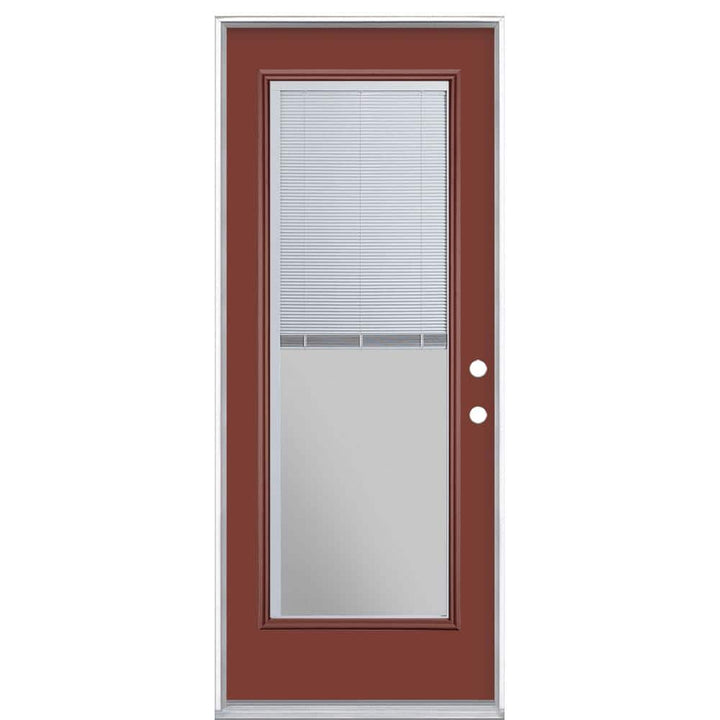 Masonite 32 in. x 80 in. Full Lite Mini Blind Left-Hand Inswing Painted Steel Prehung Exterior Door, No Brickmold