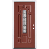 Masonite 36 in. x 80 in. Providence Center Arch Left-Hand Inswing Painted Steel Prehung Front Door with Brickmold, Vinyl Frame