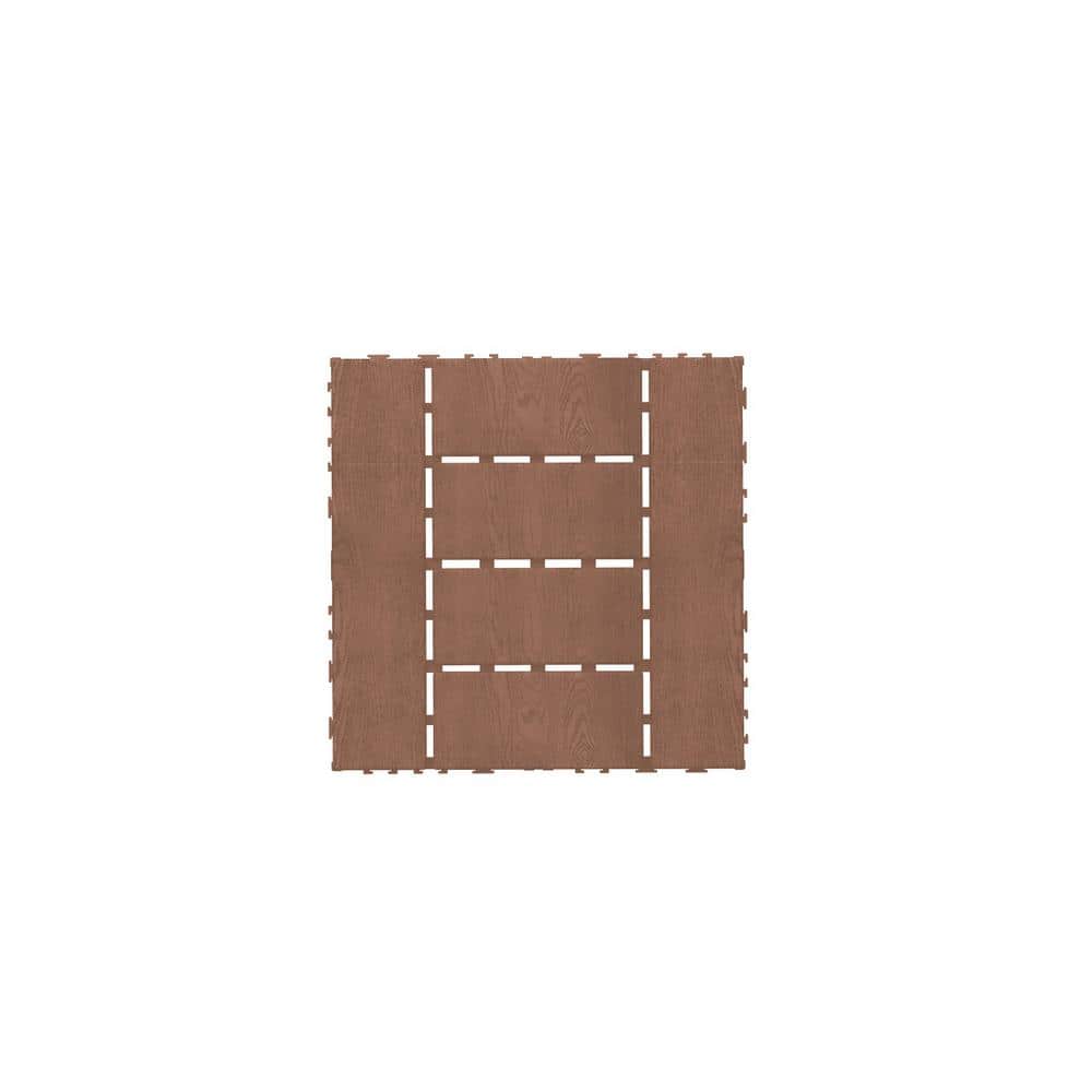 Amucolo 12 in. x 12 in. Waterproof Plastic Interlocking Deck Tiles in Brown for Poolside Balcony Backyard (Set of 44 Tiles)