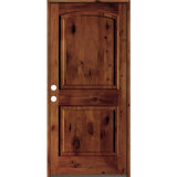 Krosswood Doors 36 in. x 80 in. Rustic Knotty Alder Arch Top Red Chestnut Stain Right-Hand Inswing Wood Single Prehung Front Door